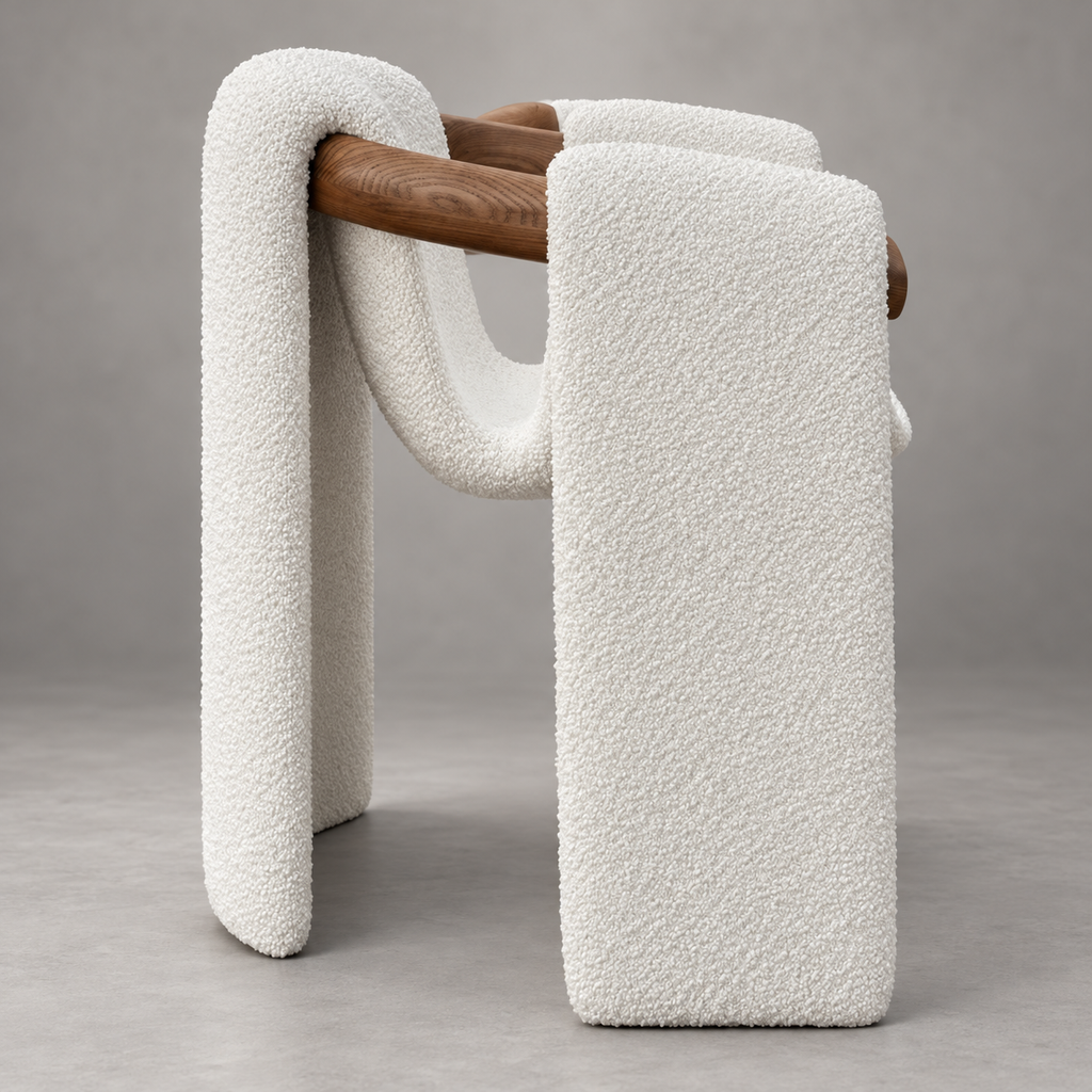 Luno Sculptural Bouclé Dining Chair