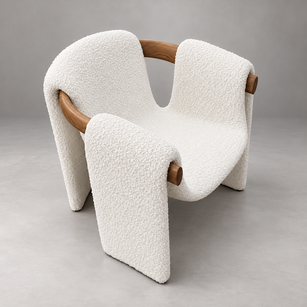 Luno Sculptural Bouclé Dining Chair
